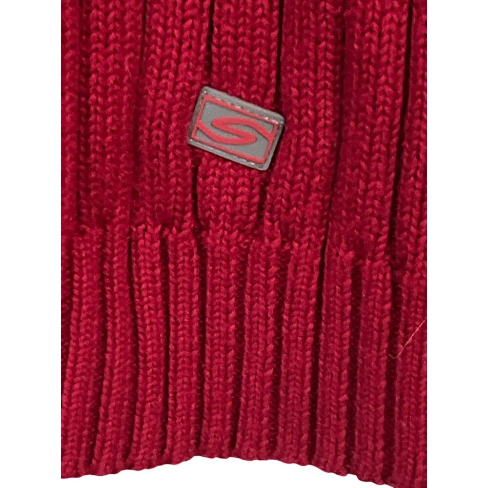 Springfield Ribbed Quarter Zip Sweater Red Cotton Pullover L - Picture 2 of 7